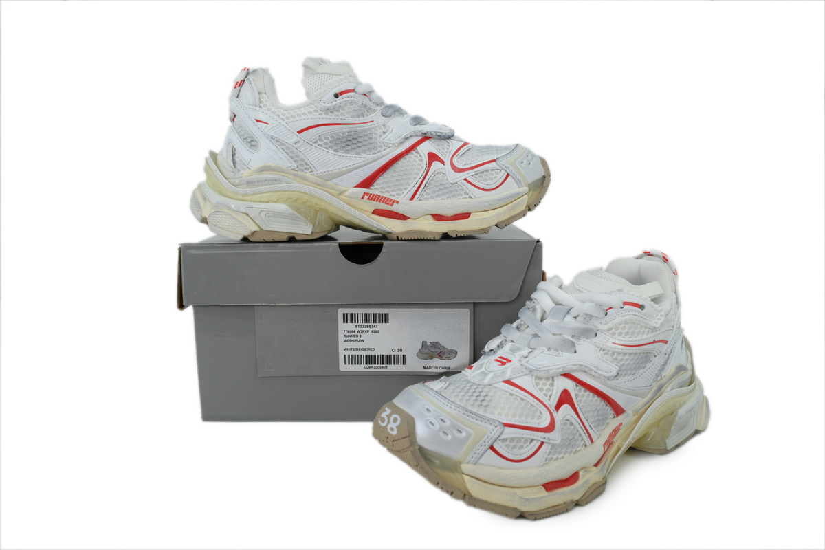 Balenciaga Wms Runner Sneaker White Red 779064 W3RXP 9260