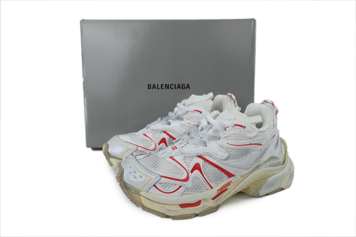 Balenciaga Wms Runner Sneaker White Red 779064 W3RXP 9260