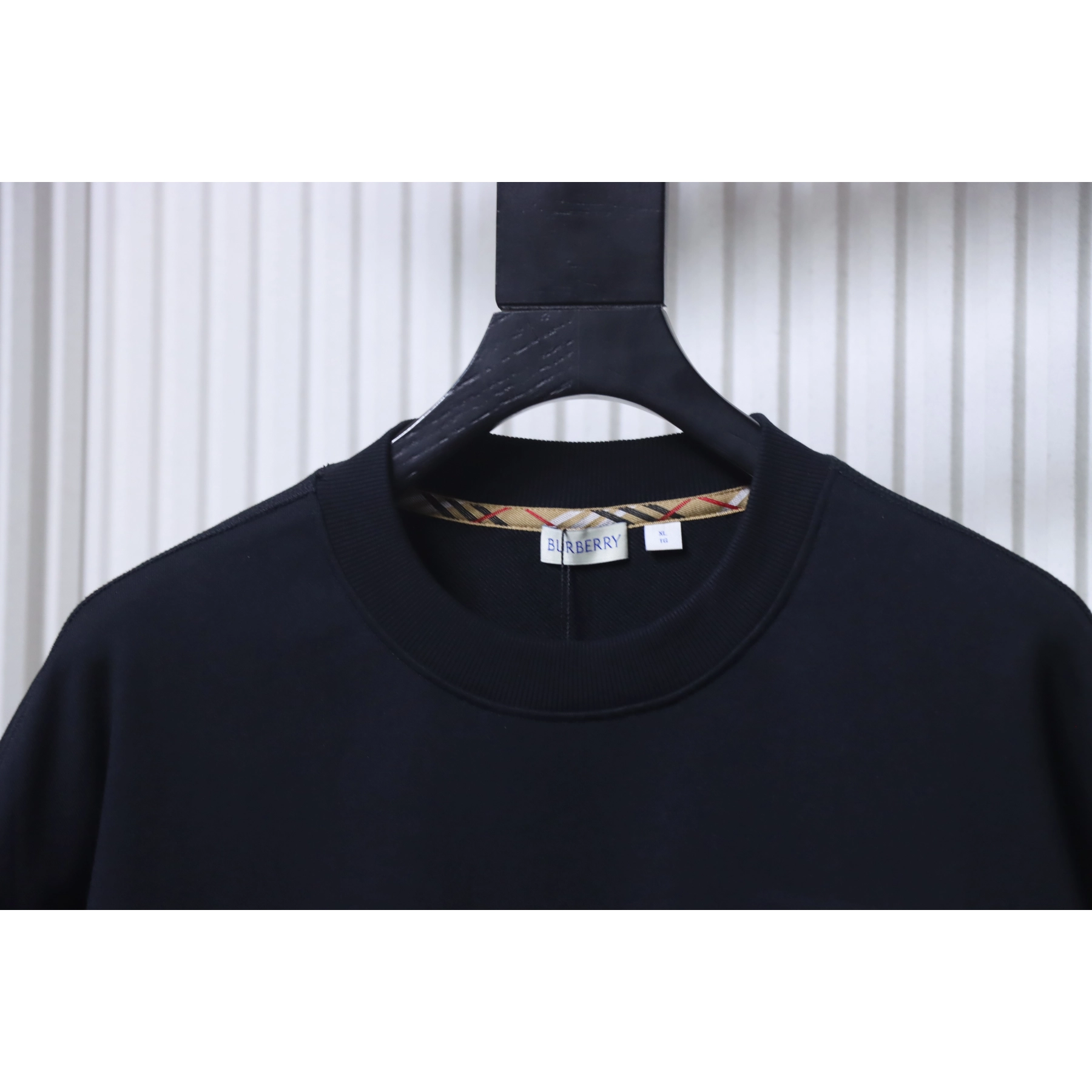 Burberry Check-Pocket Crewneck Sweatshirt Black