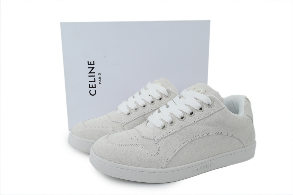 Celine Huntington Suede Sneaker White