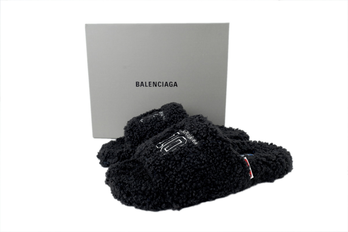 NBA x Balenciaga Furry Slides Black