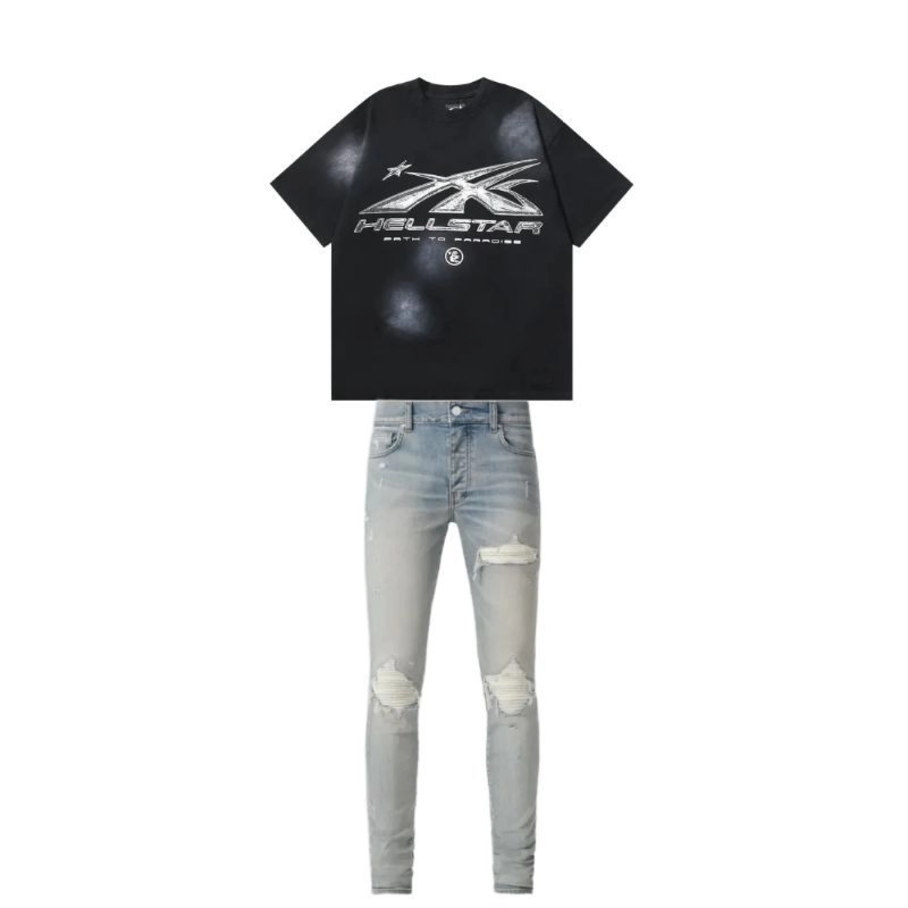 Hellstar T-Shirt Black + Amiri Jeans
