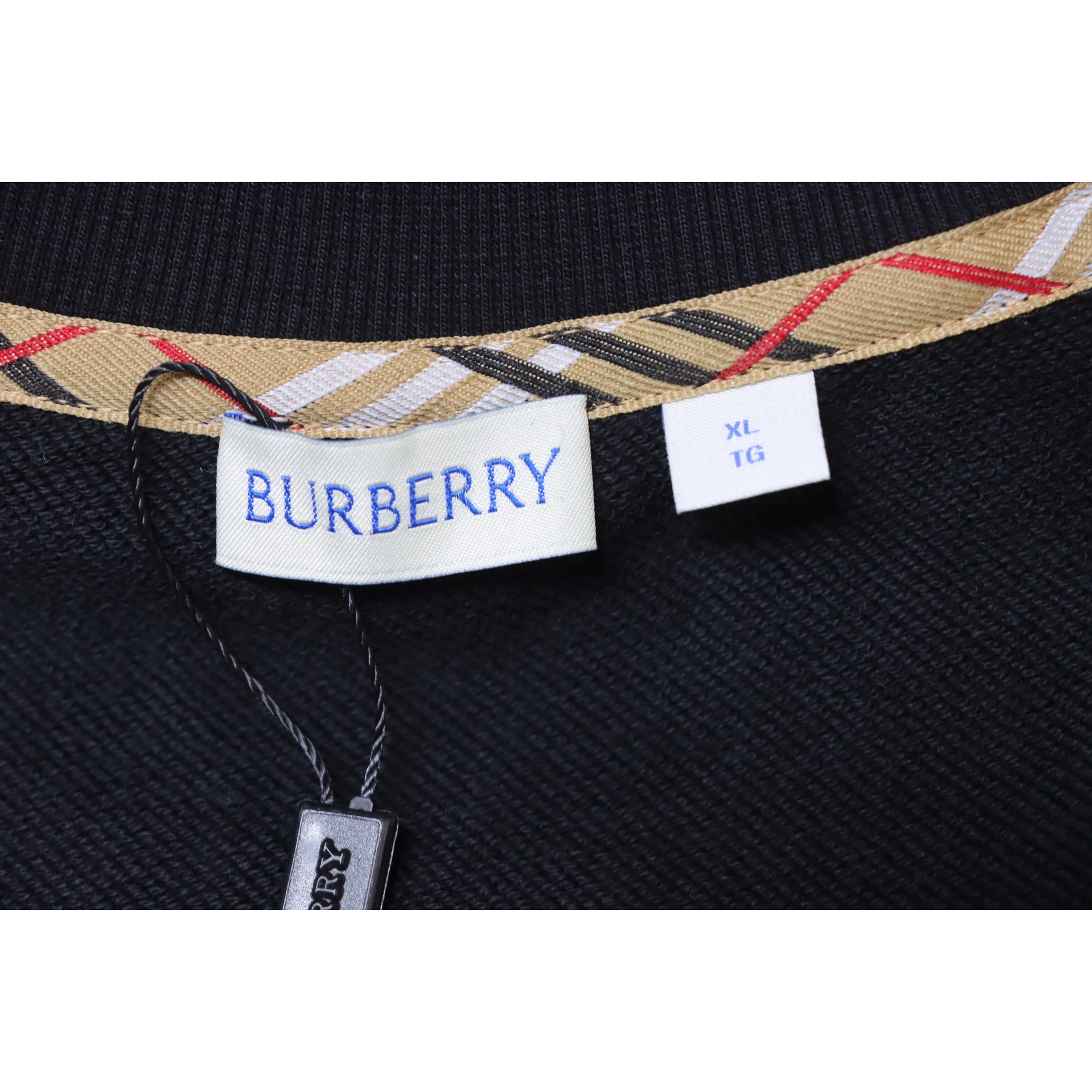 Burberry Check-Pocket Crewneck Sweatshirt Black