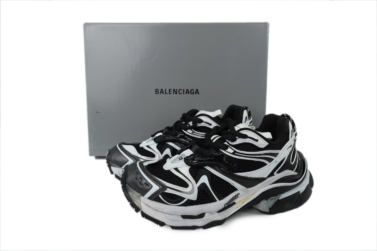 Balenciaga Runner Sneaker Black White 779064 W3RXP 0213