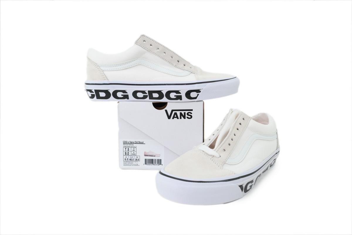 CDG x Vans OG Old Skool LX Sidewall White