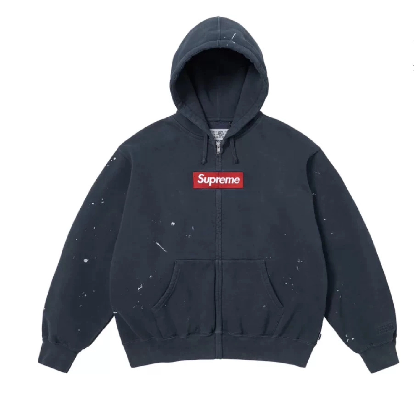 S x Maison Margiela M66 Embroidered Paint-Splatter Hoodies Navy Blue
