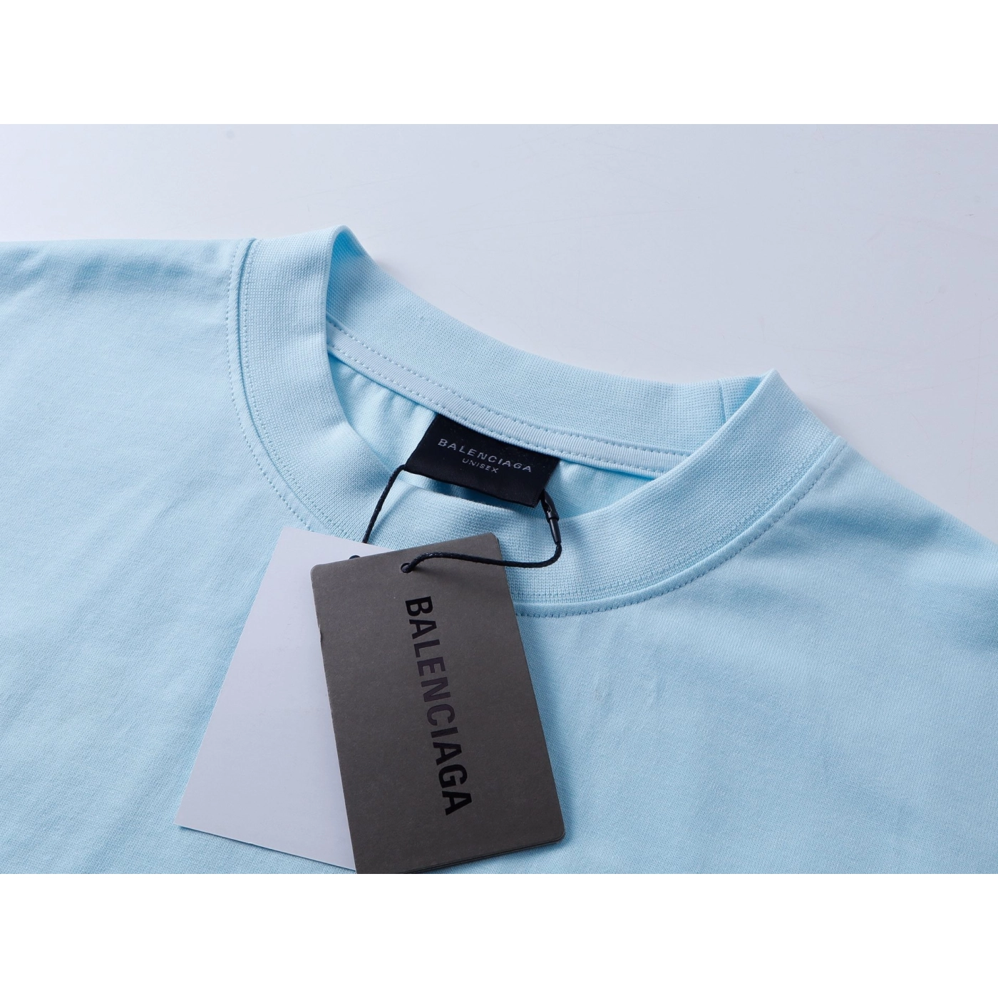 Balenciaga Logo Embroidered Washed Distressed T-shirt Black/Blue