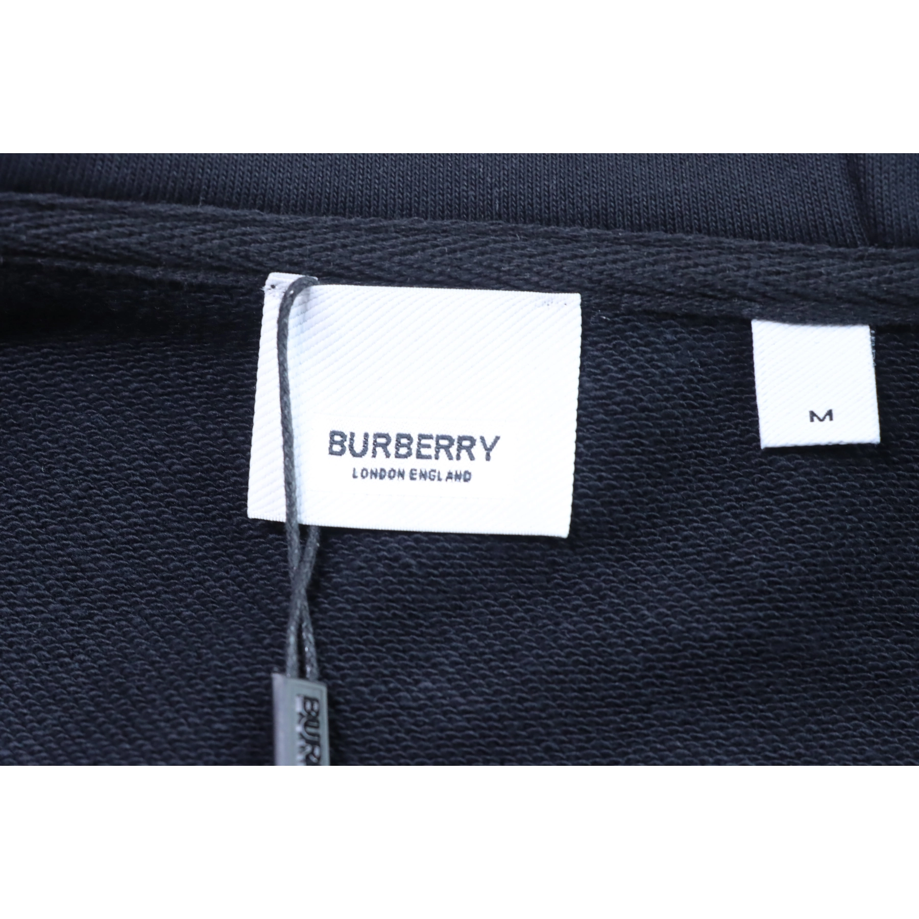 Burberry Zip-Up Hooded Jacket Side Check Print Panel Detai Black