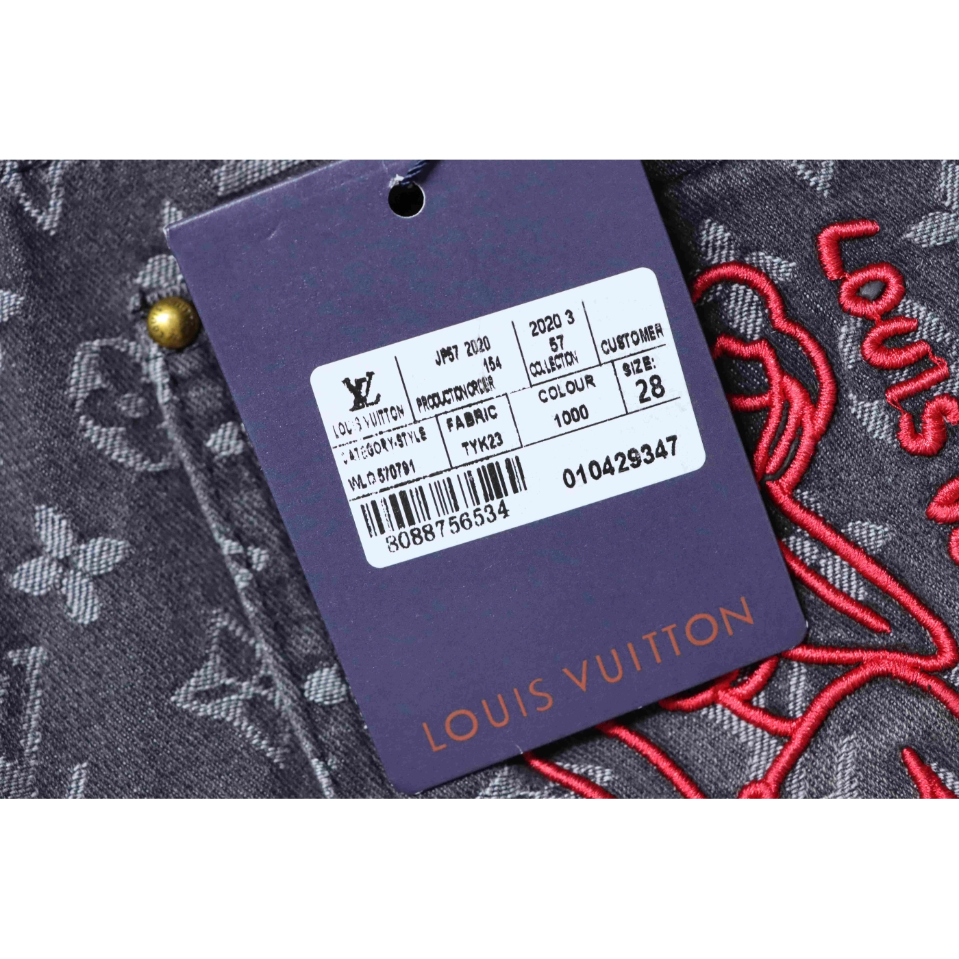 Louis Vuitton All-over Print Distressed Jeans Black