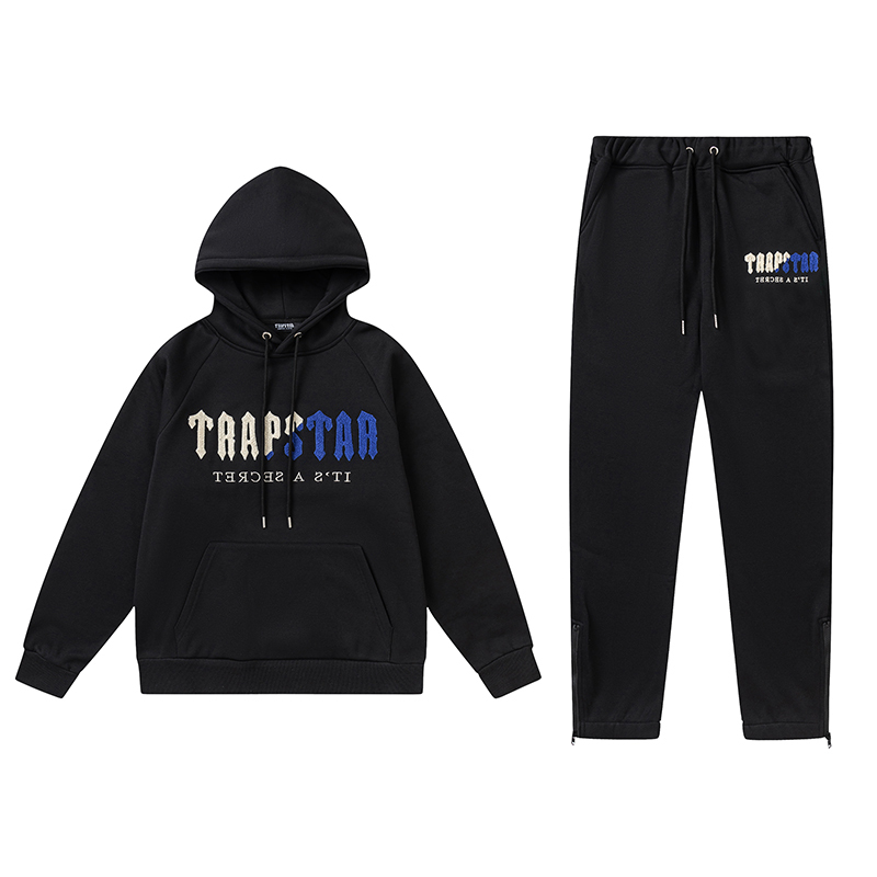Trapstar Decoded Chenille Hooded Tracksuit Blue Black White