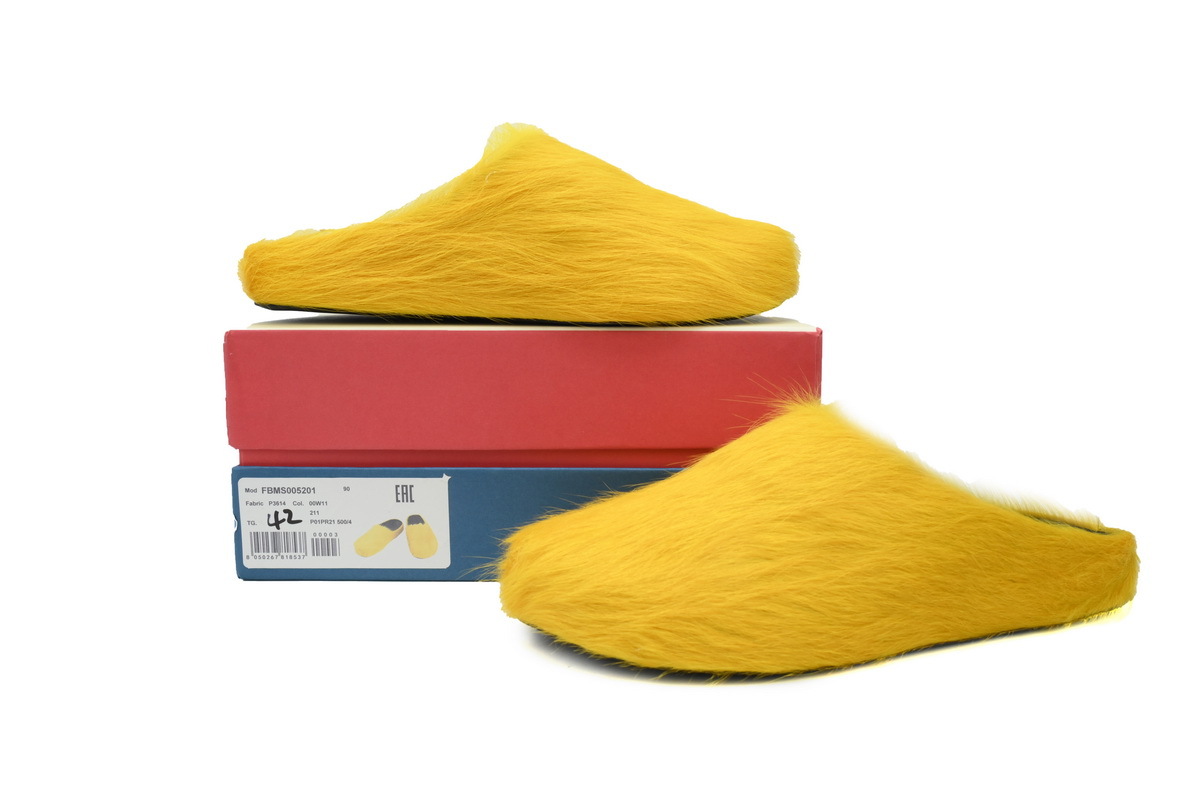 Marni Loafers Long-hair Calfskin Fussbett Sabot Yellow Slippers
