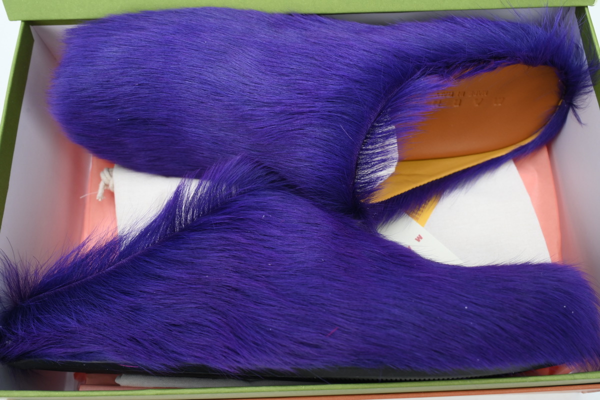 Marni Loafers Long-hair Calfskin Fussbett Purple Slippers