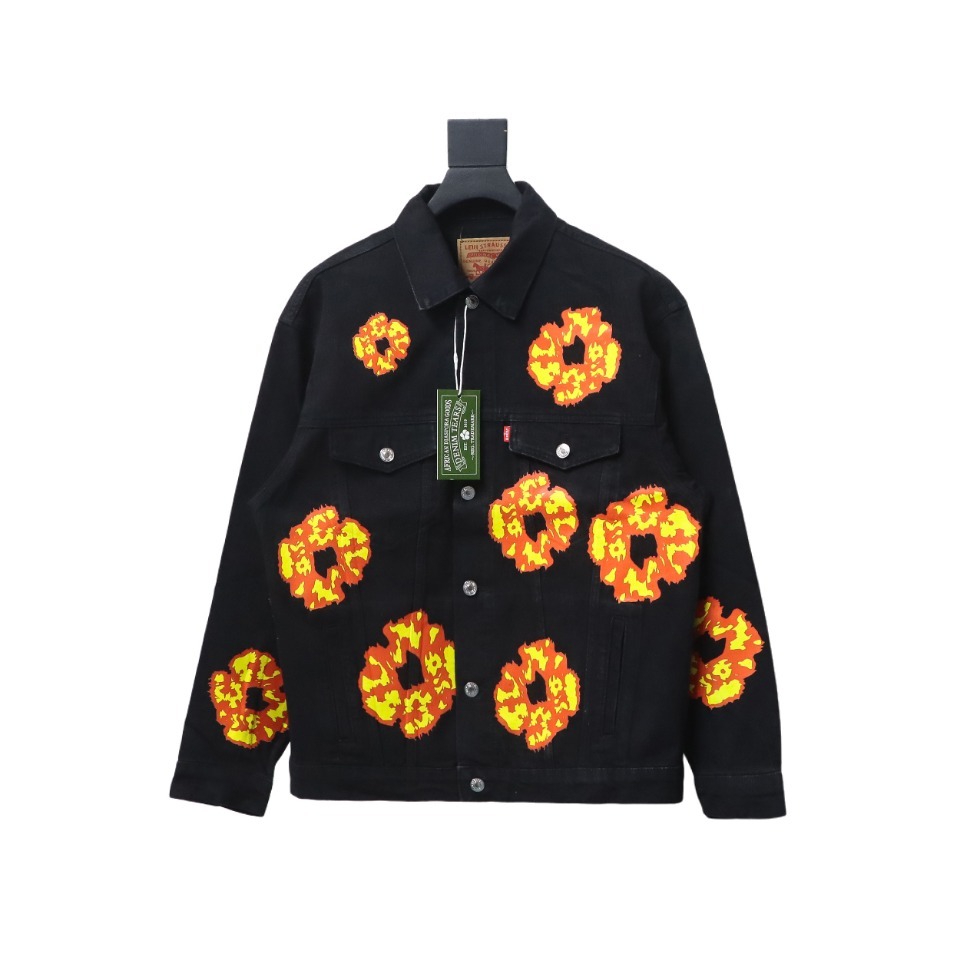 Denim Tears x Levi's Yellow Cotton Wreath Black Wash Jacket