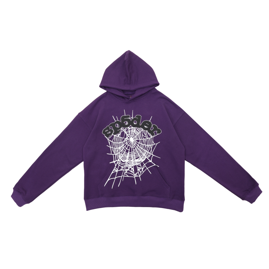Sp5der Spider Web Print Gothic Punk Purple Hoodie