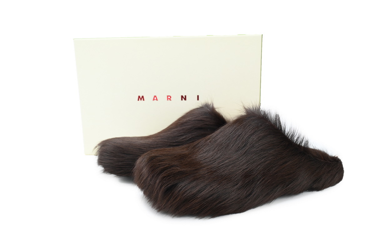 Marni Loafers Long-hair Calfskin Fussbett Brown Slippers