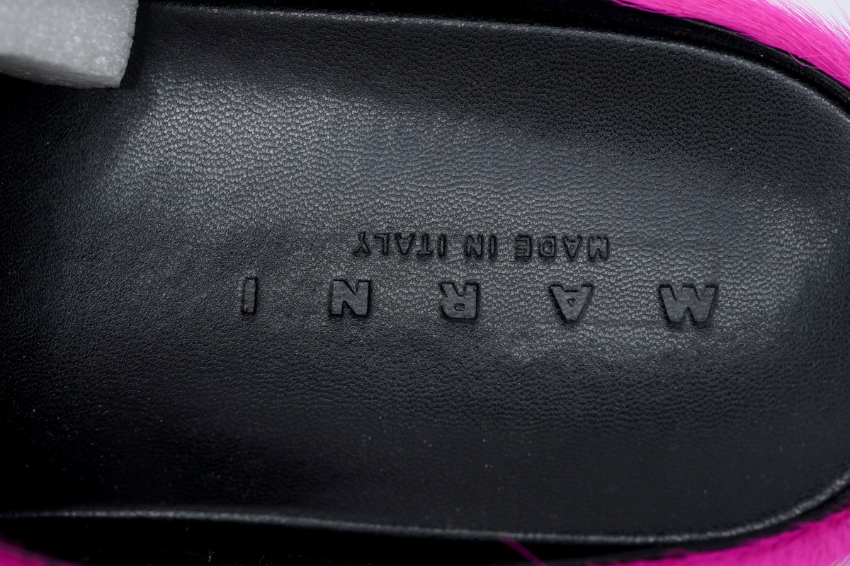 Marni Loafers Long-hair Calfskin Fussbett Sabot Rose Red Slippers