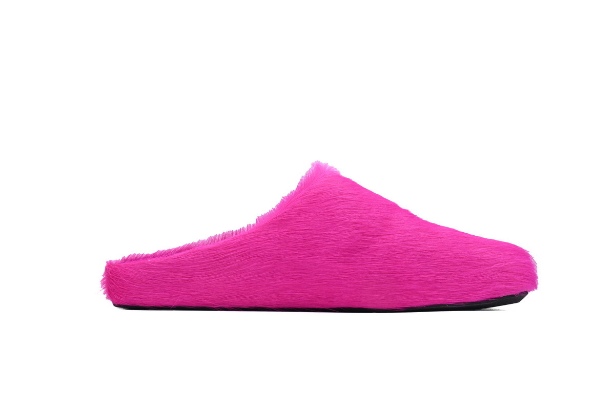 Marni Loafers Long-hair Calfskin Fussbett Sabot Rose Red Slippers