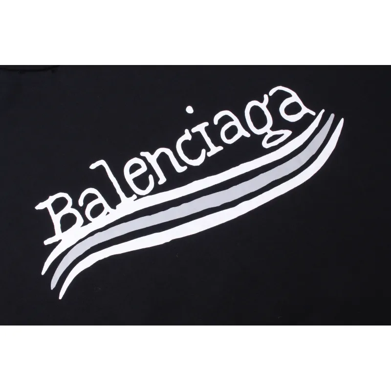 Balenciaga Back Fit Medium en molleton sec peint noir délavé et blanc Hoodie
