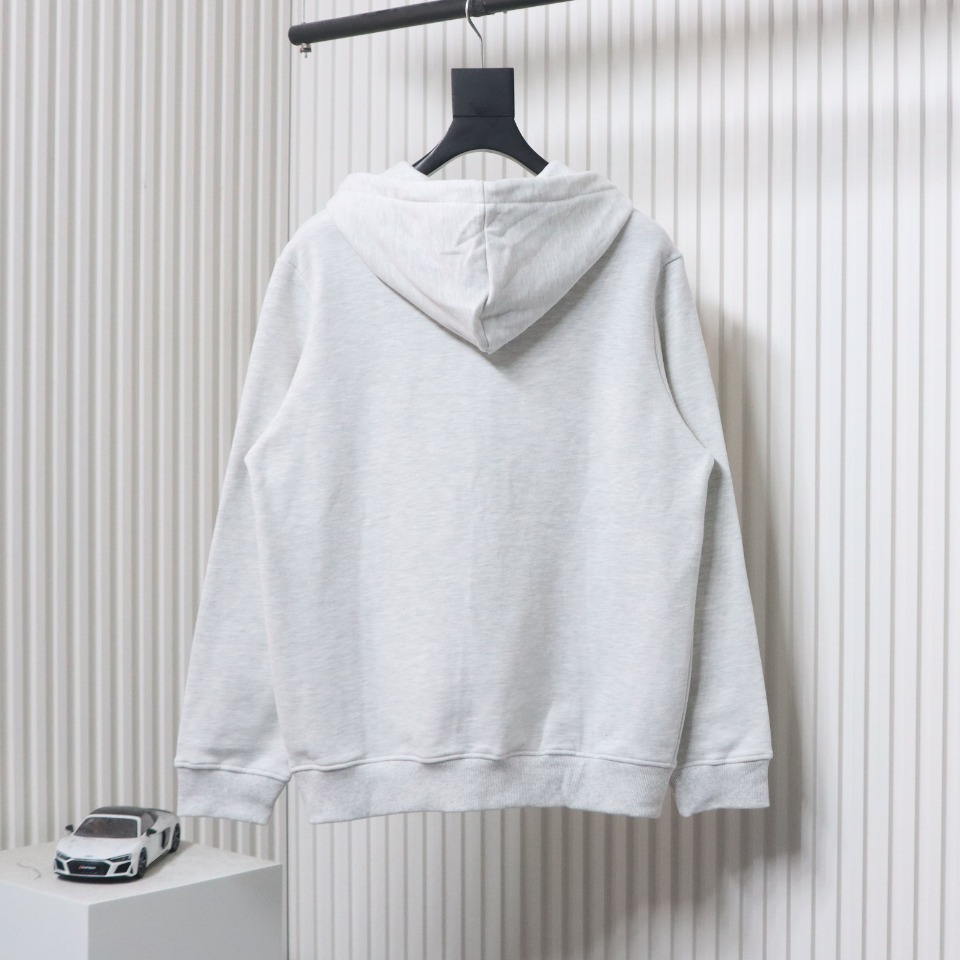 AMI Paris Ami de Coeur Cotton Zip Hoodie Grey