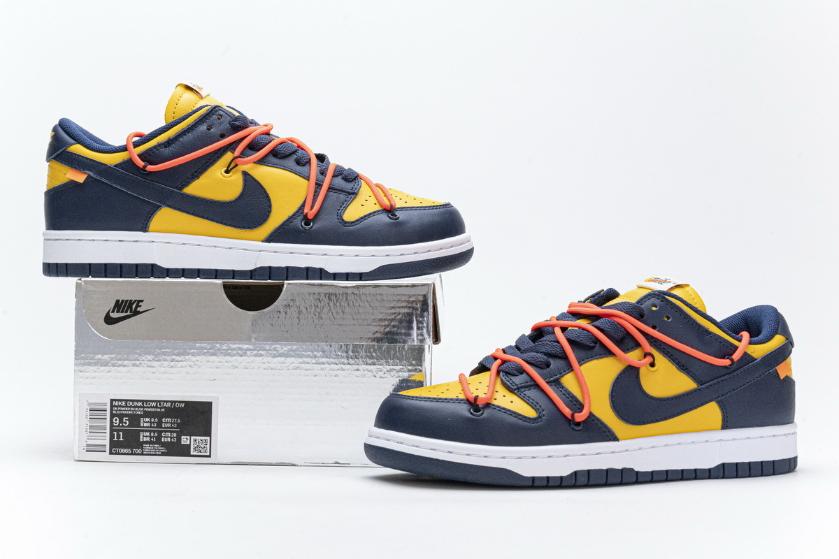 OFF WHITE X Nike Dunk SB Low White Michigan CT0856-700