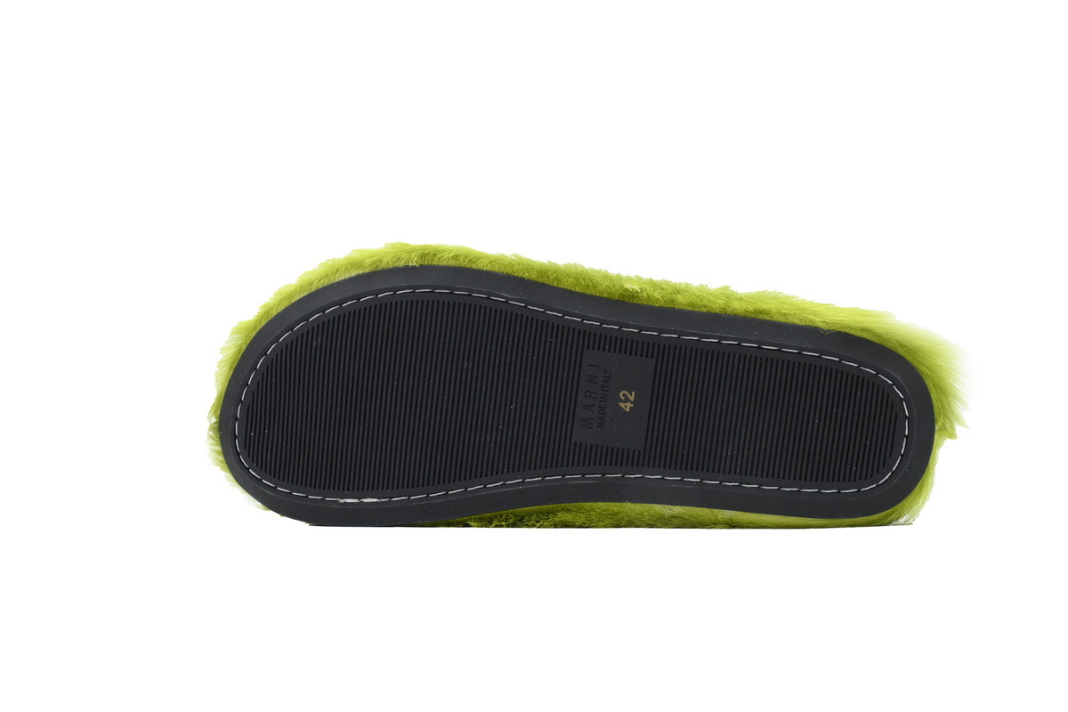 Marni Loafers Long-hair Calfskin Fussbett Sabot Green Slippers