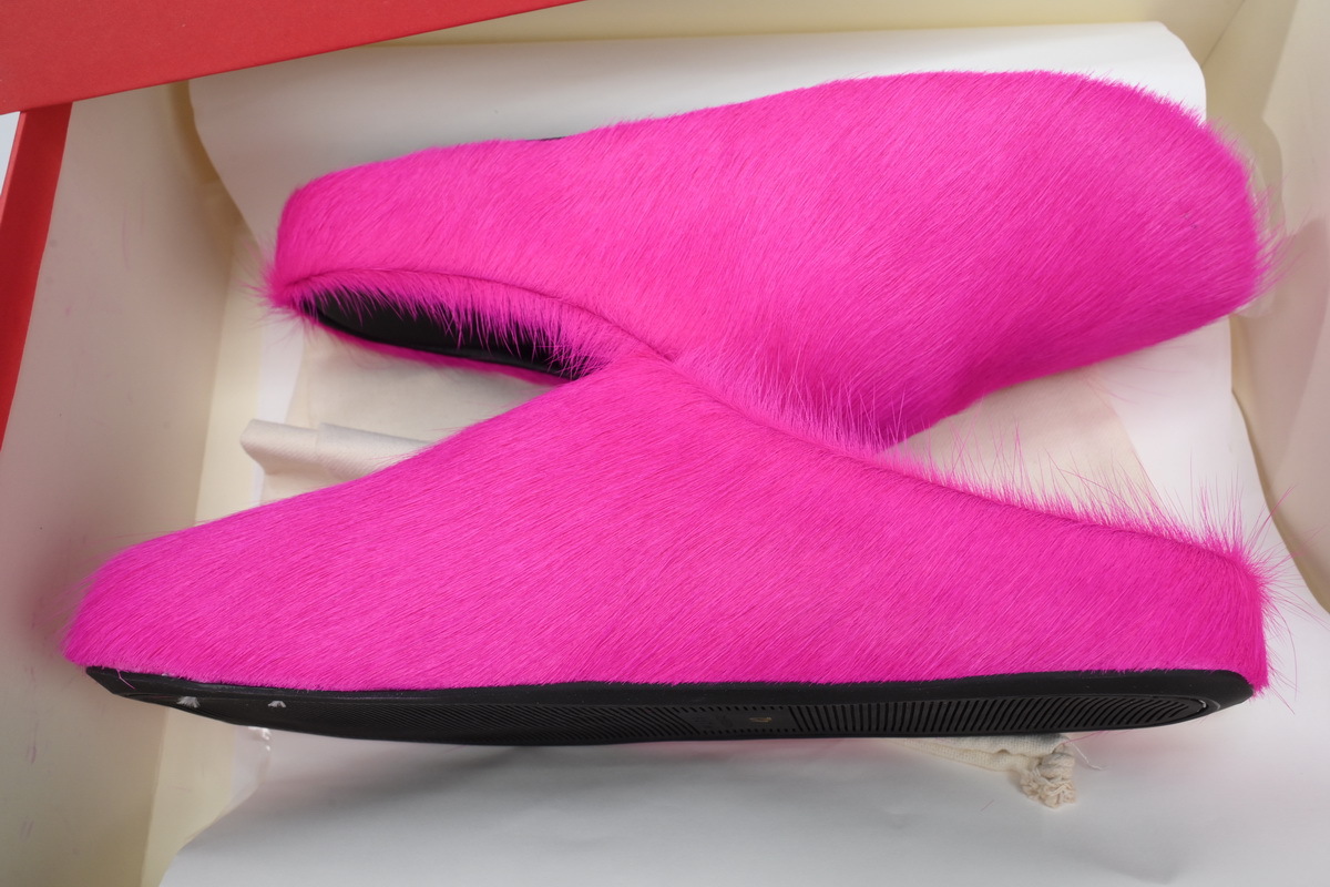 Marni Loafers Long-hair Calfskin Fussbett Sabot Rose Red Slippers