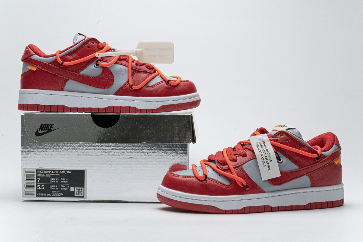 OFF White X Nike Dunk Low University Red CT0856-600