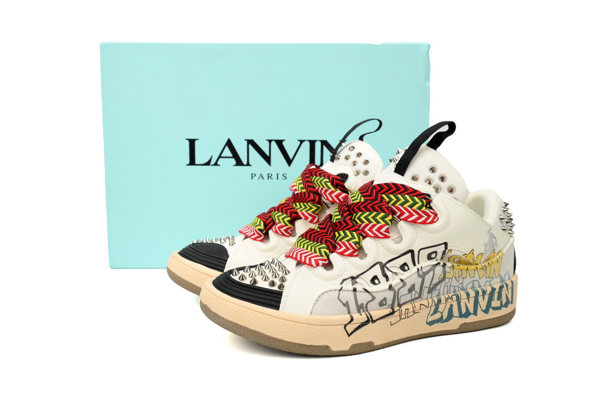 Lanvin Leather Curb White Black Painted