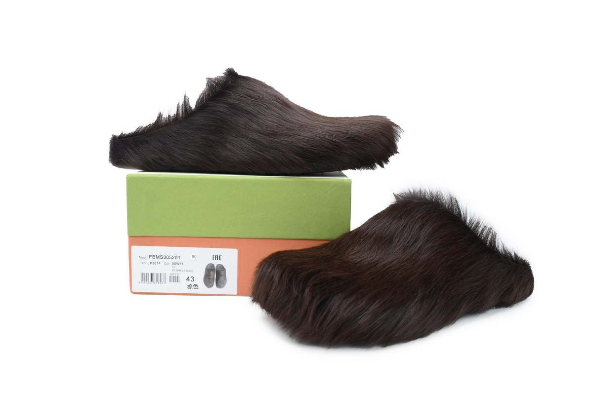 Marni Loafers Long-hair Calfskin Fussbett Brown Slippers