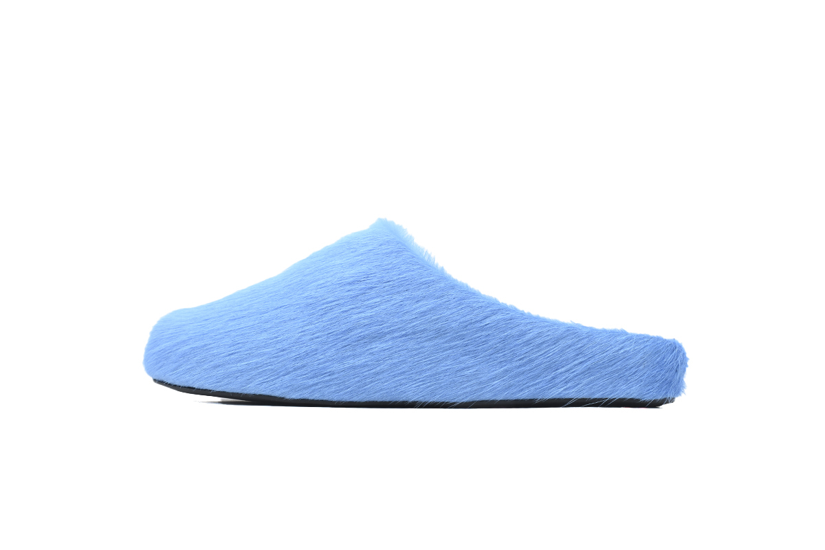 Marni Loafers Long-hair Calfskin Fussbett Sabot Blue Slippers