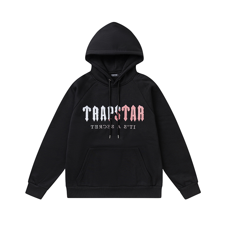 Trapstar Decoded Chenille Hoodie Tracksuit Black Grey Pink 8871