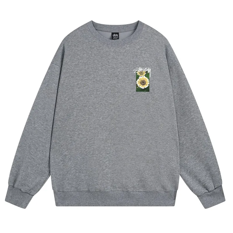 Stussy Flower Grid Pigment Dyed Hoodie Dark Grey