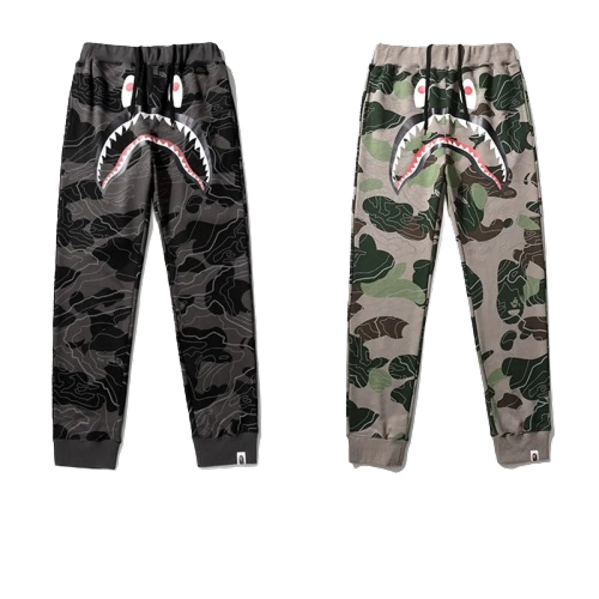 BAPE LAYERED LINE CAMO SHARK Layered Camouflage Shark Trousers