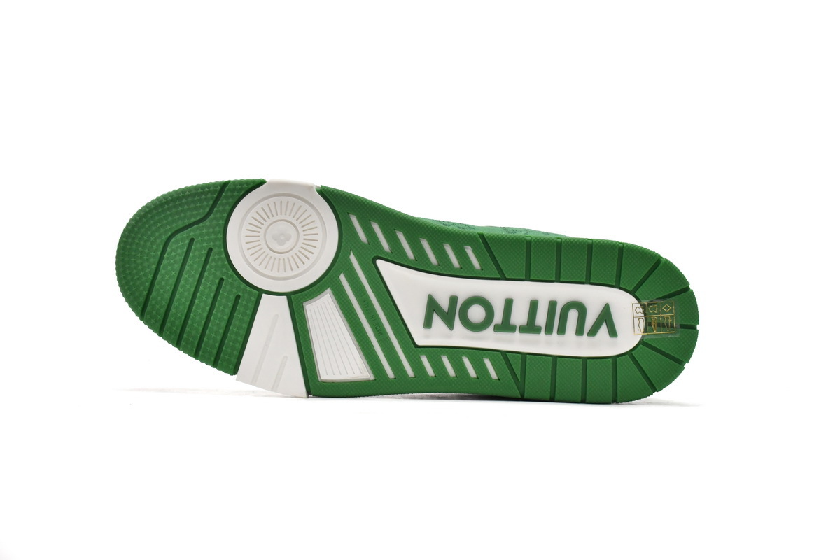 Louis Vuitton Trainer Green Monogram Denim White