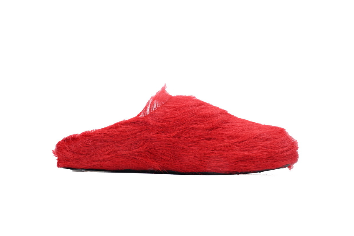 Marni Loafers Long-hair Calfskin Fussbett Sabot Red Slippers