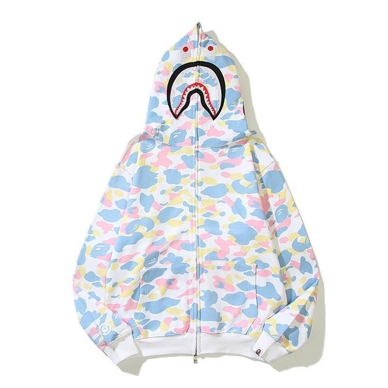 BAPE Camouflage Shark Head Hoodie Black & White