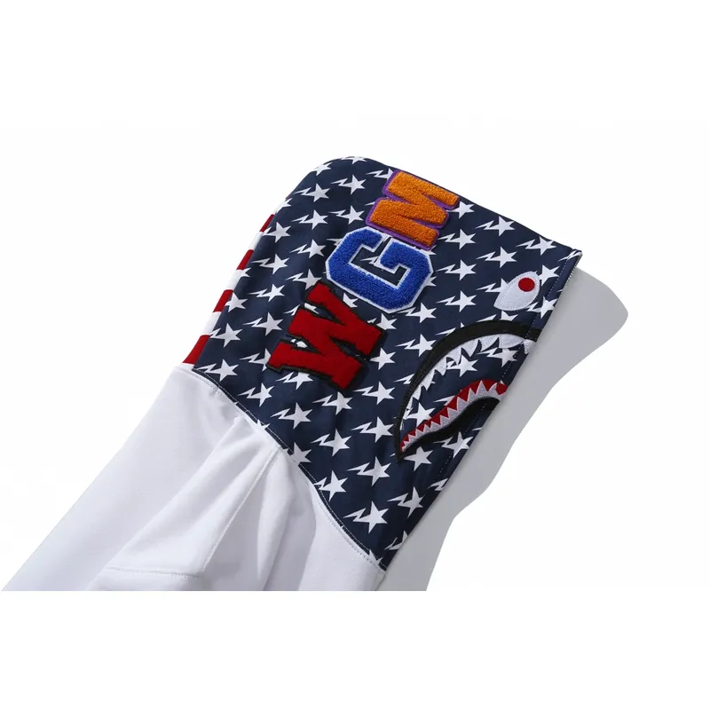 BAPE Full Zip Hoodie White Black 6936