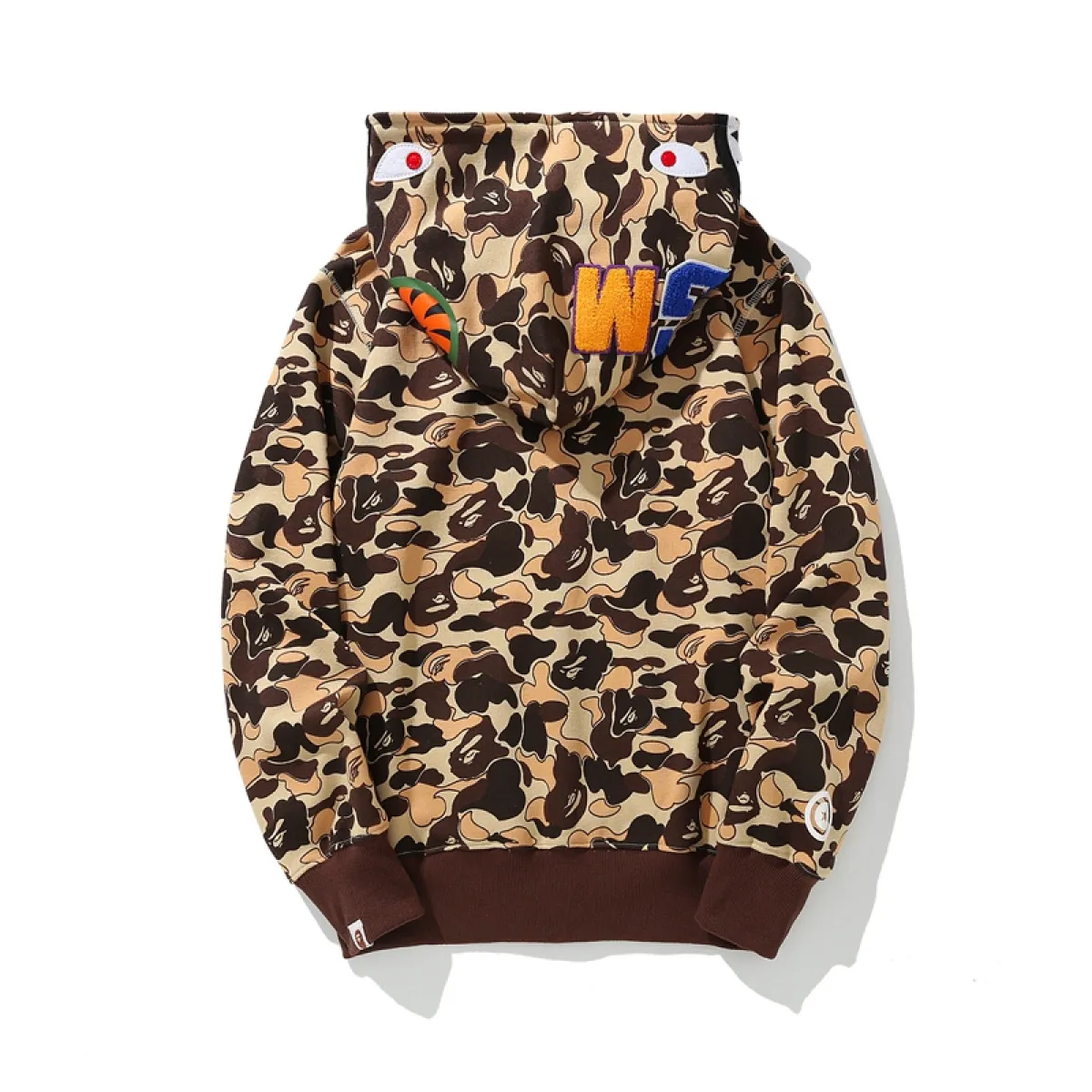 BAPE Cookie Camo 2 Shark Full Zip Hoodie Brown