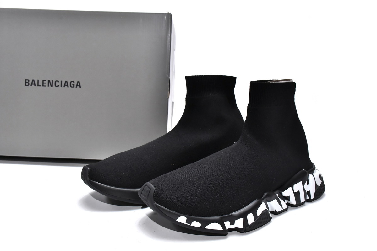 Balenciaga Speed Graffiti Knit High Top Sock Sneakers