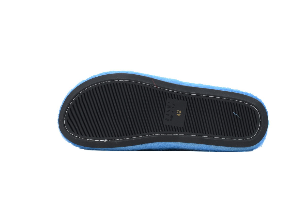 Marni Loafers Long-hair Calfskin Fussbett Sabot Blue Slippers