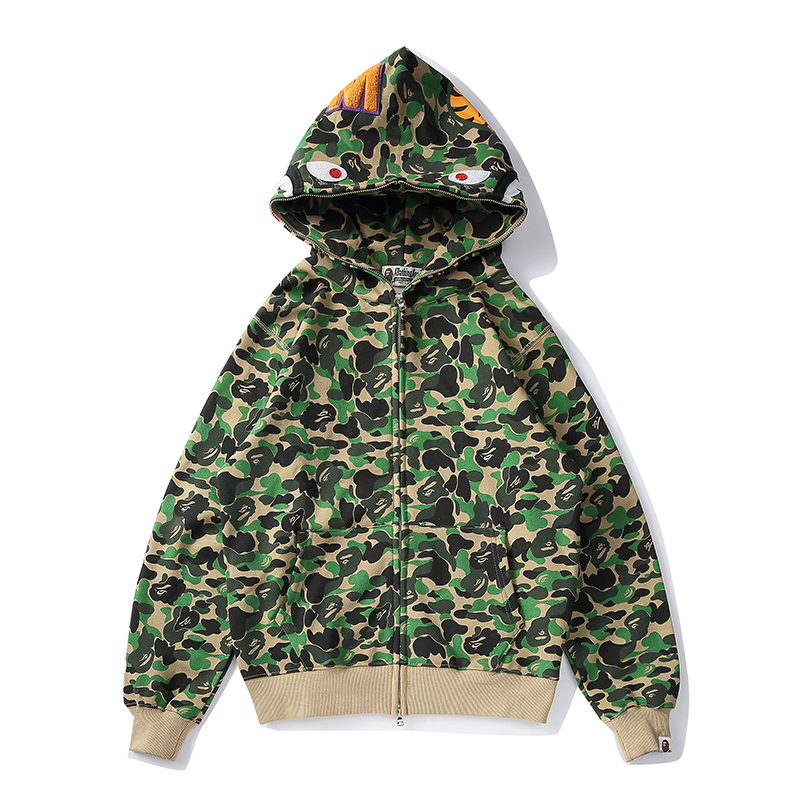 BAPE ABC Camo Shark Zip Green Hoodie