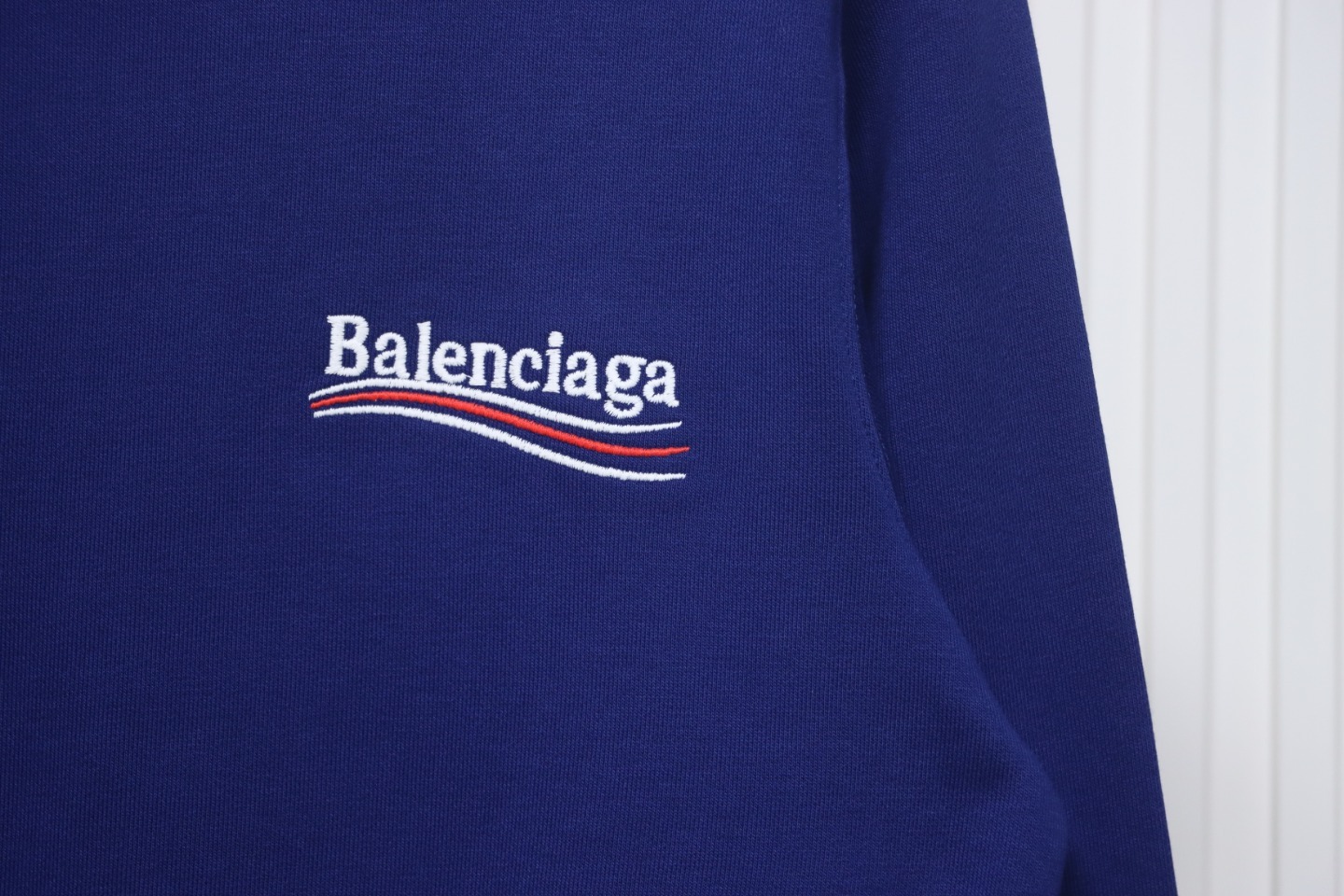 Balenciaga Campaign Logo Printed Crewneck Hoodie Navy
