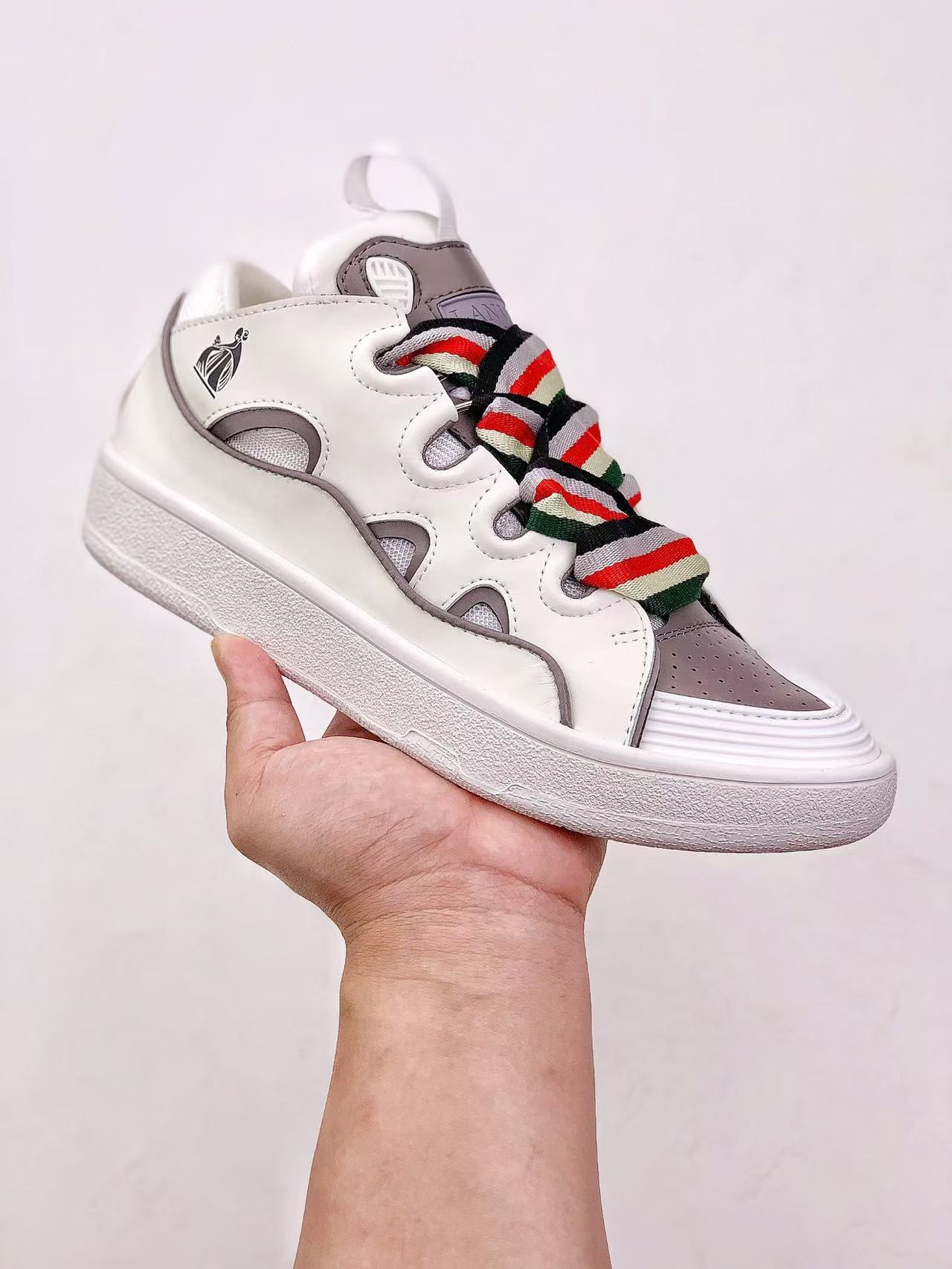 Lanvin Curb Sneakers White and Grey
