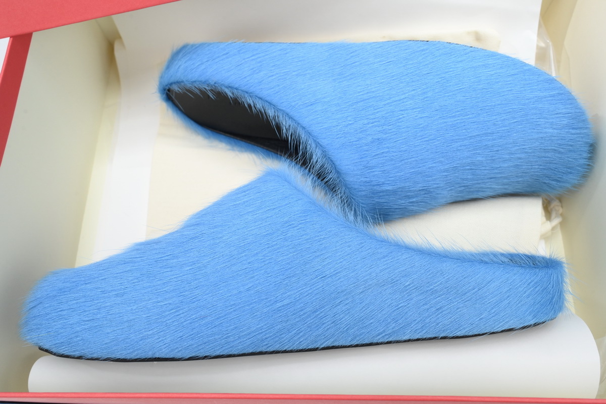 Marni Loafers Long-hair Calfskin Fussbett Sabot Blue Slippers