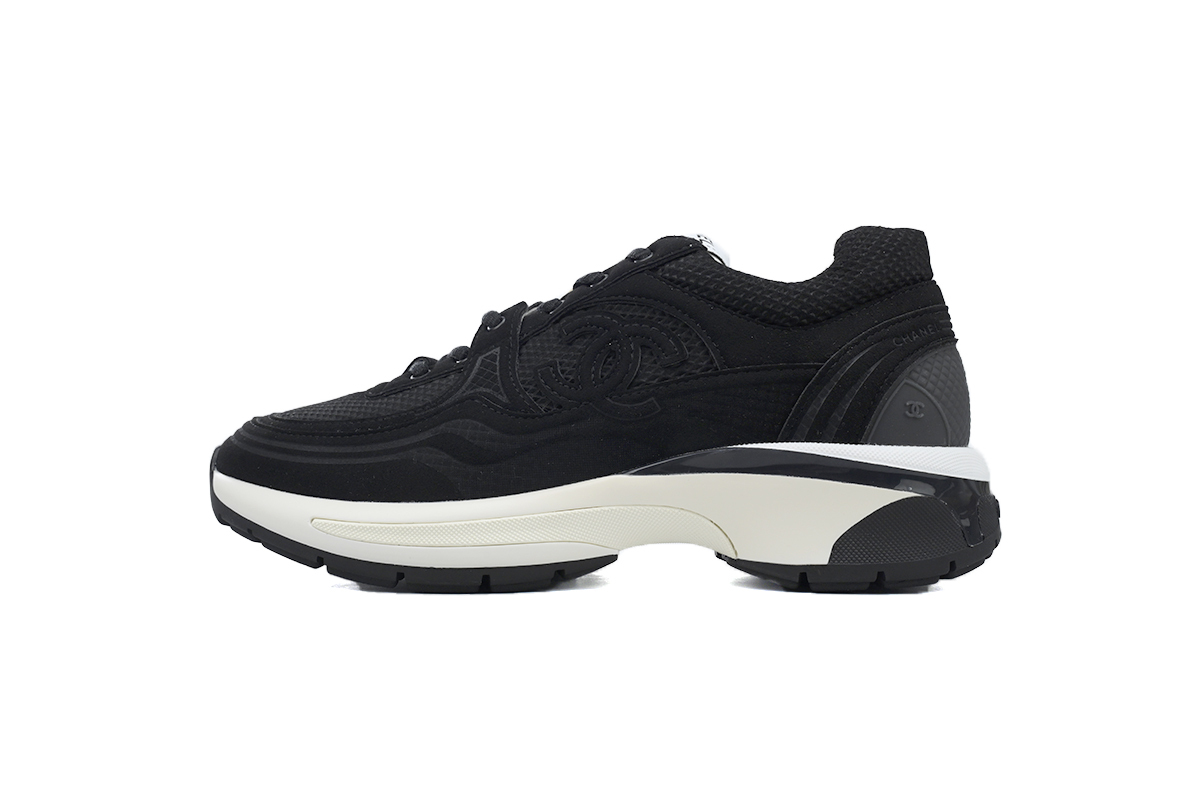 Chanel Fabric Laminated Low Top Sneakers Black