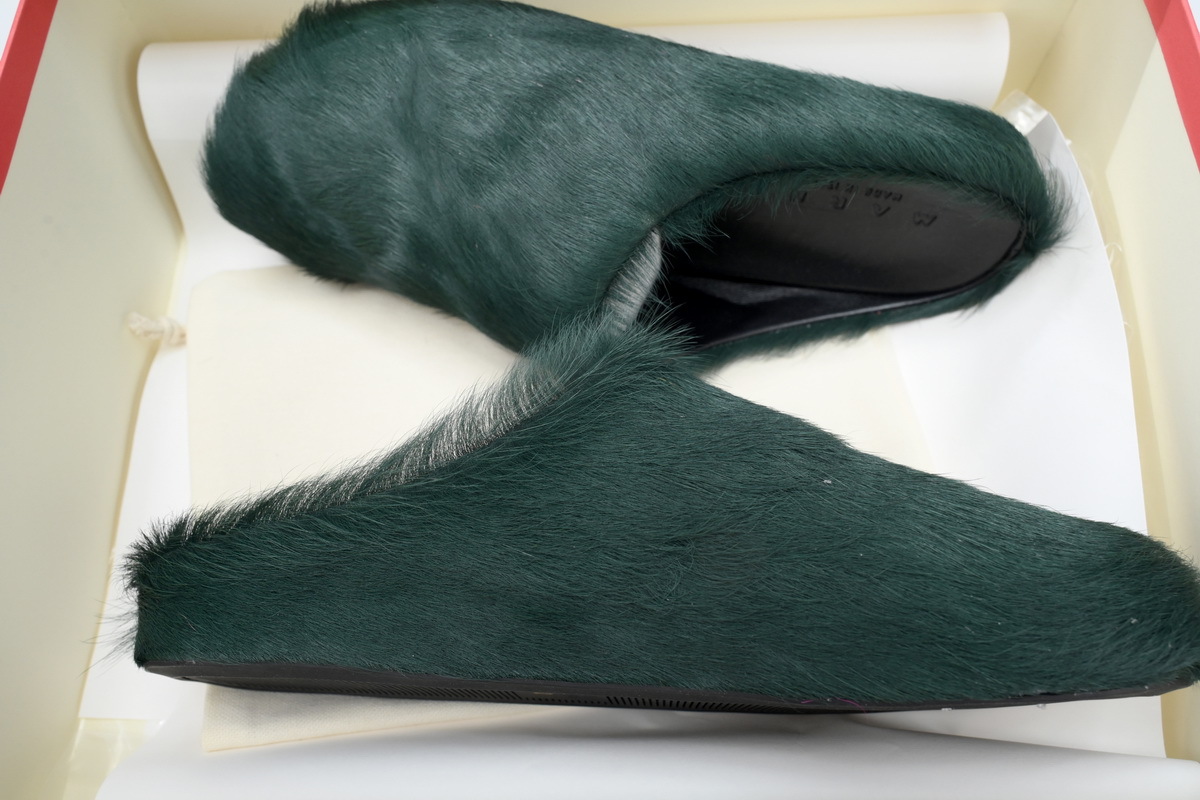 Marni Loafers Long-hair Calfskin Fussbett Sabot Deep Green Slippers