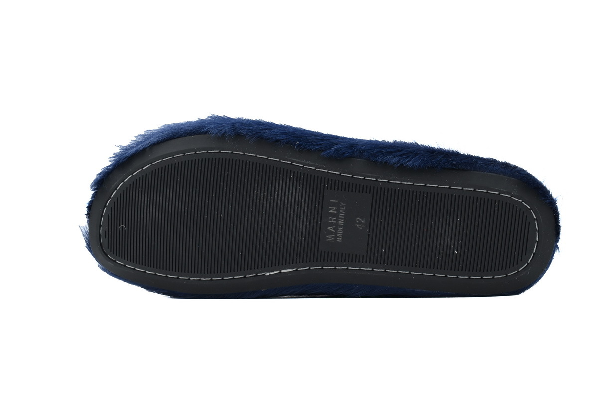 Marni Loafers Long-hair Calfskin Fussbett Dark Blue Slippers