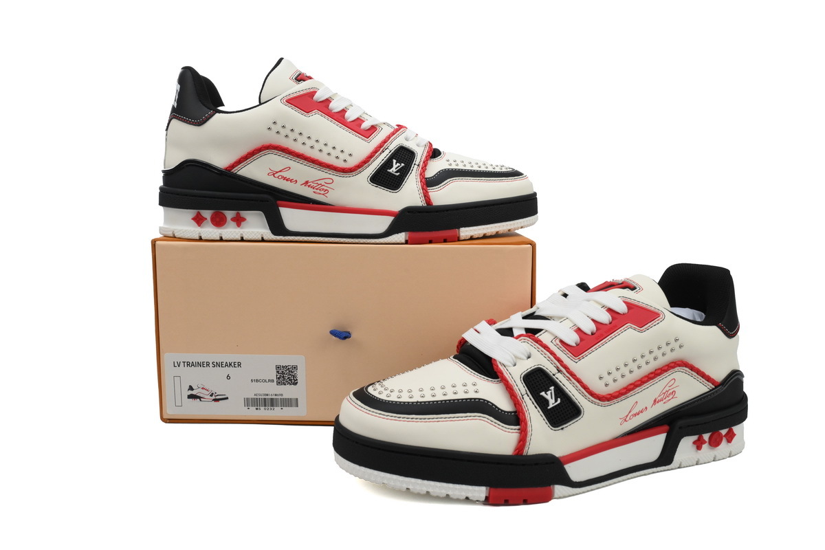 Louis Vuitton Trainer White Red Black