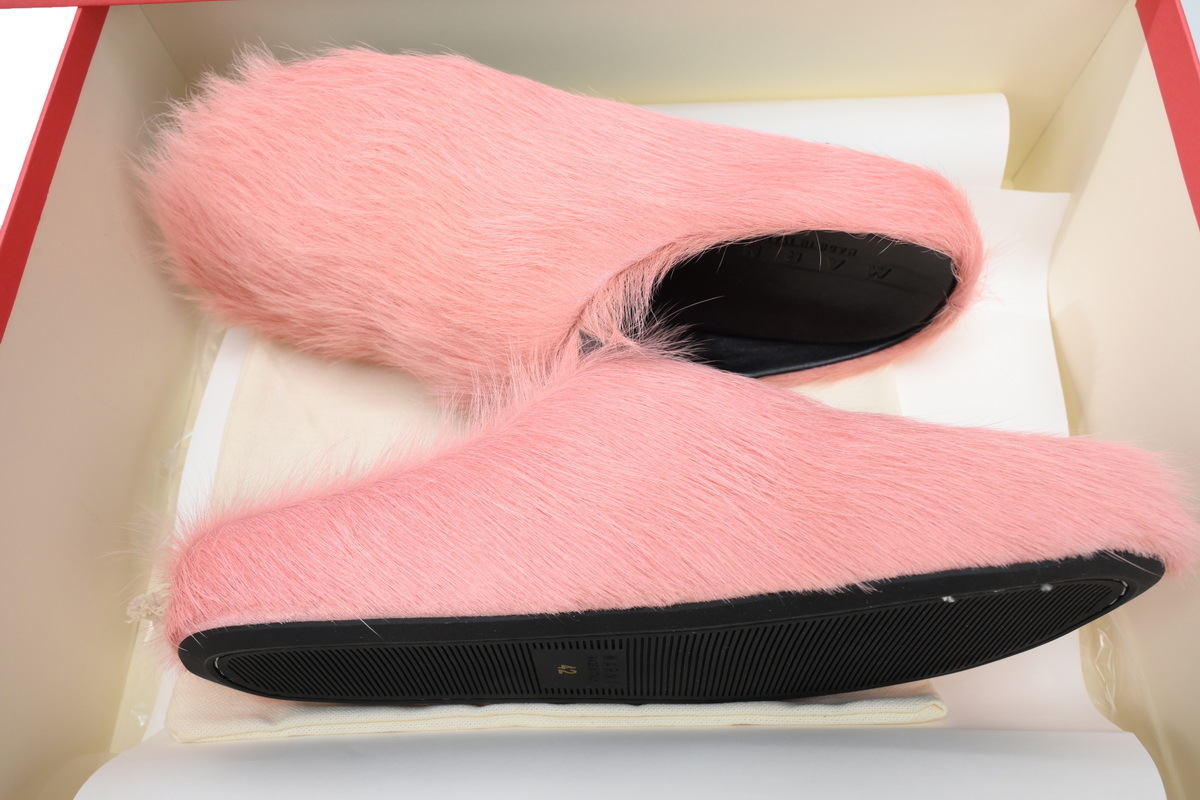 Marni Loafers Long-hair Calfskin Fussbett Sabot Pink Slippers