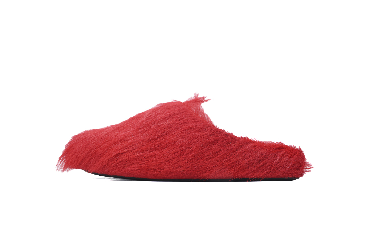 Marni Loafers Long-hair Calfskin Fussbett Sabot Red Slippers